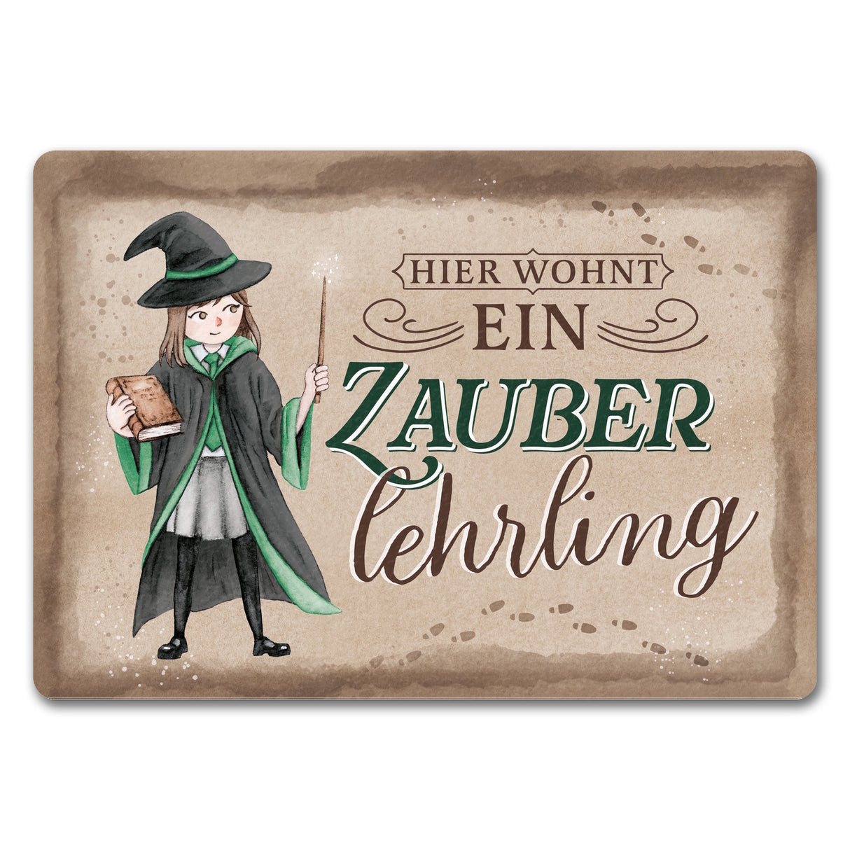 Zauberlehrling Fußmatte in 35x50 cm mit Zauberschülerin