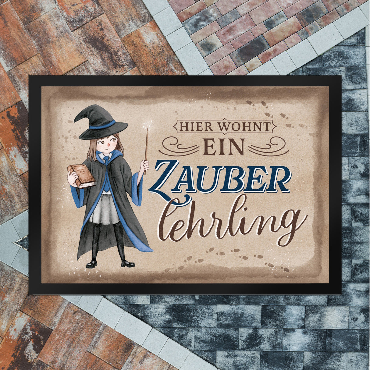 Zauberlehrling Fußmatte in 35x50 cm mit Zauberschülerin