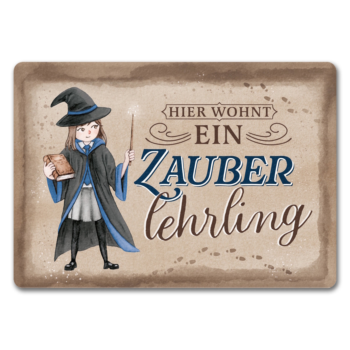 Zauberlehrling Fußmatte in 35x50 cm mit Zauberschülerin