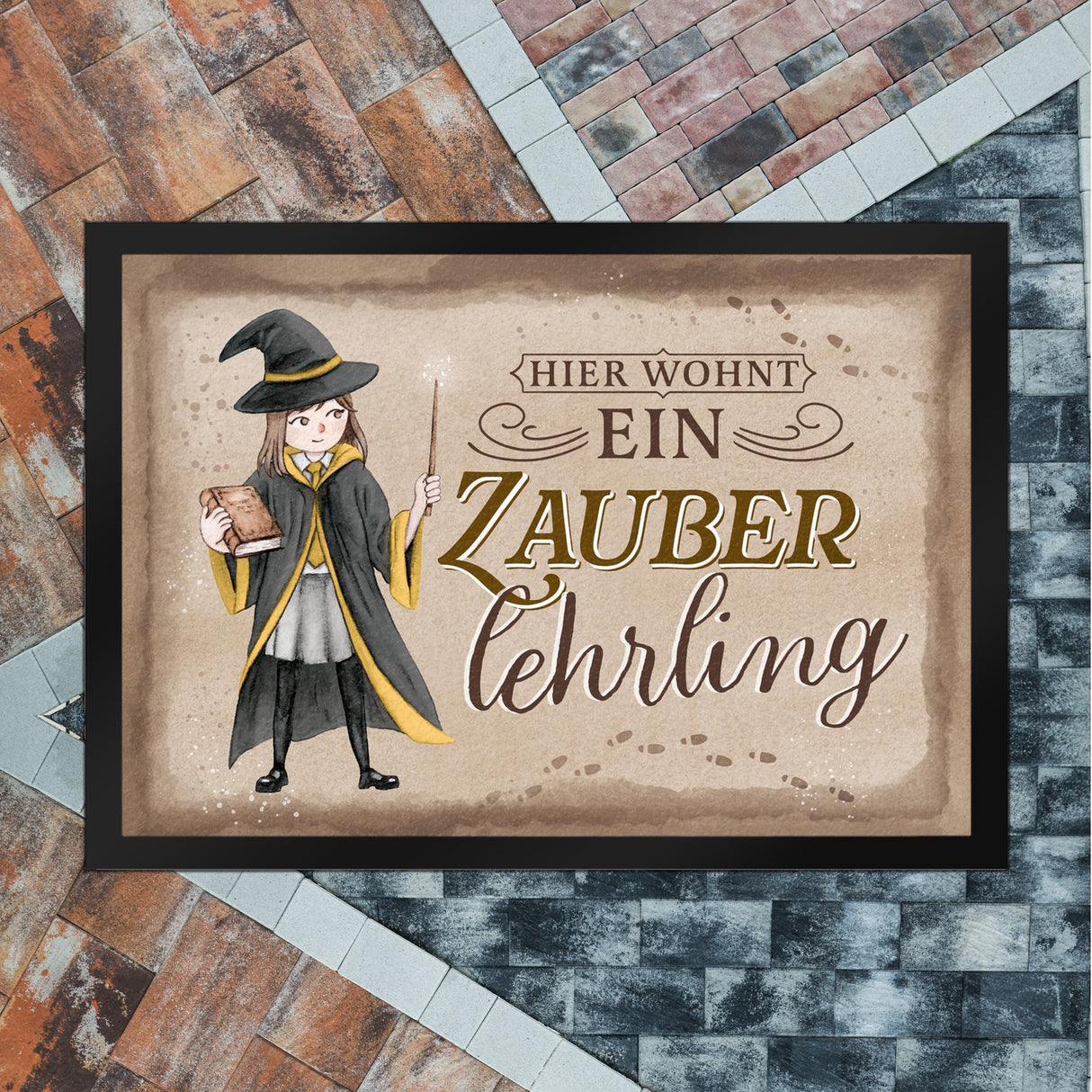 Zauberlehrling Fußmatte in 35x50 cm mit Zauberschülerin