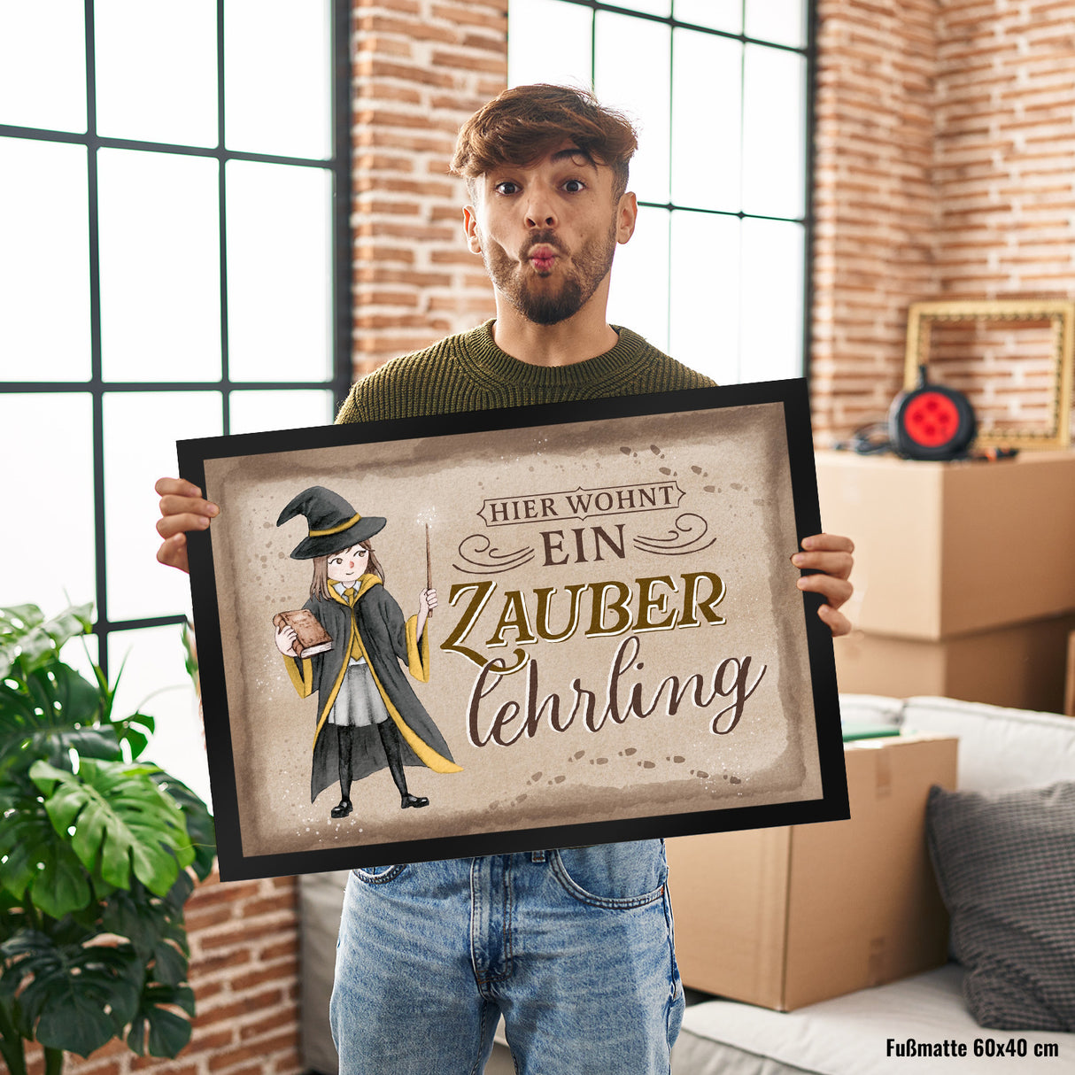 Zauberlehrling Fußmatte in 35x50 cm mit Zauberschülerin