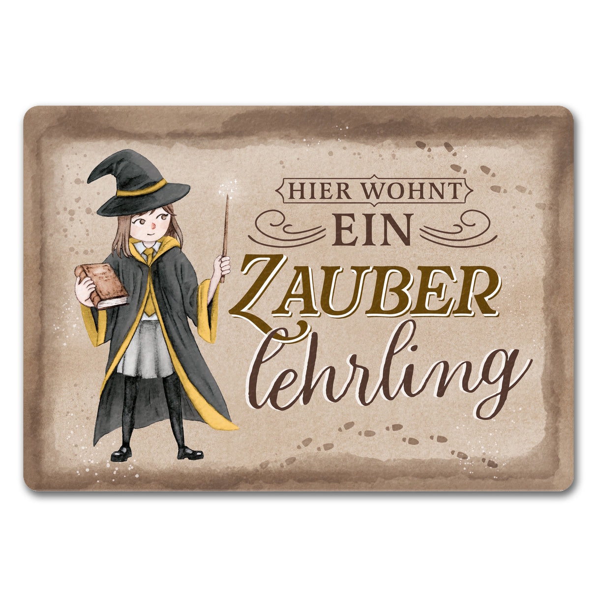Zauberlehrling Fußmatte in 35x50 cm mit Zauberschülerin