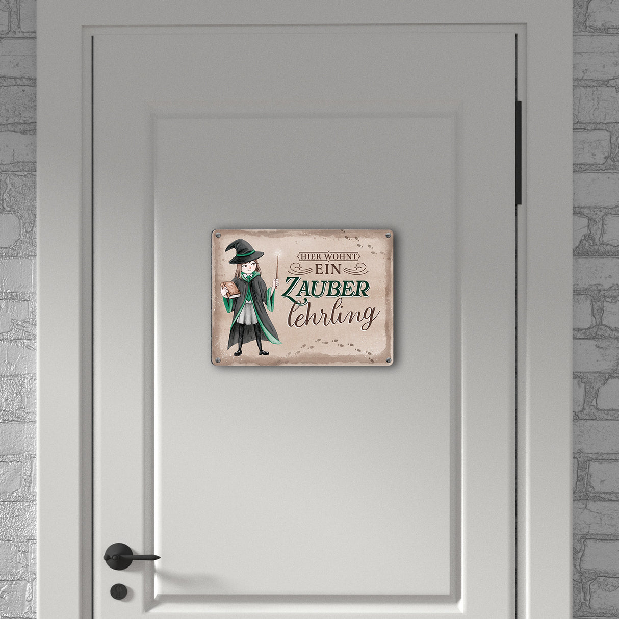 Zauberschülerin Metallschild in 15x20 cm mit Spruch Hier wohnt ein Zauberlehrling