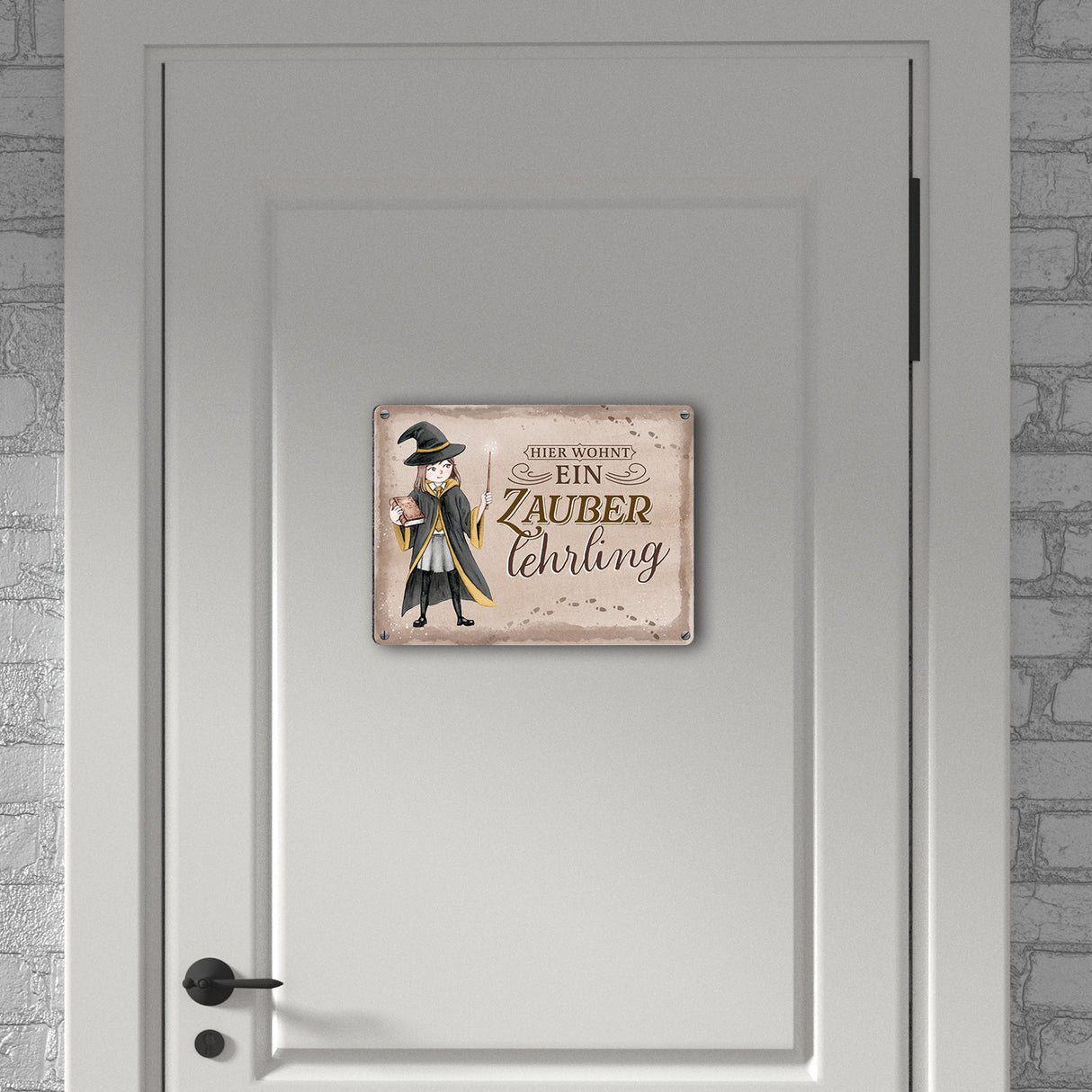 Zauberschülerin Metallschild in 15x20 cm mit Spruch Hier wohnt ein Zauberlehrling