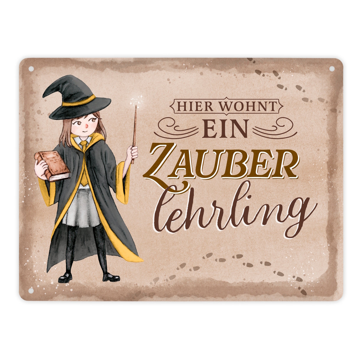 Zauberschülerin Metallschild in 15x20 cm mit Spruch Hier wohnt ein Zauberlehrling