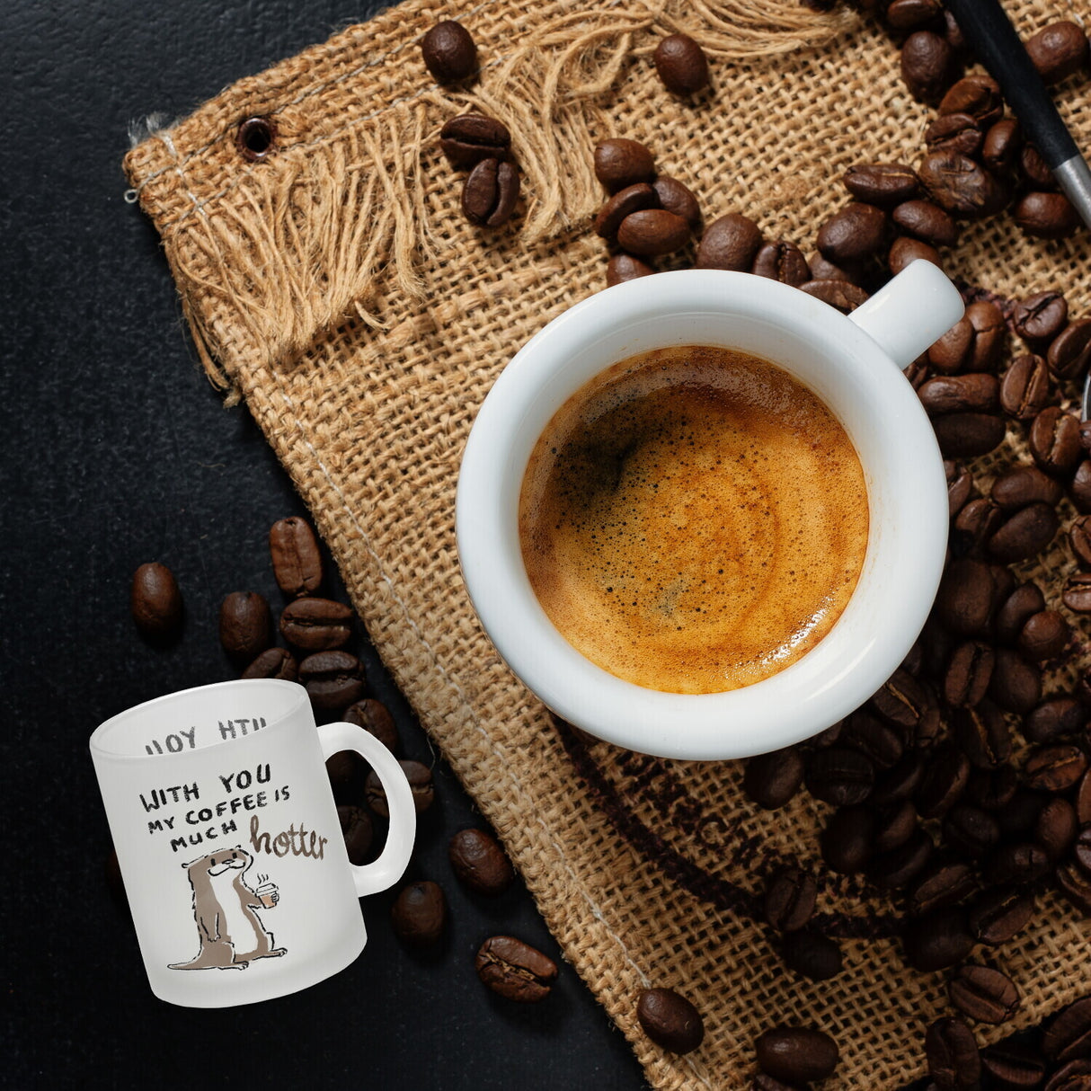 Otter Kaffeebecher mit Spruch With you my coffee is much hotter