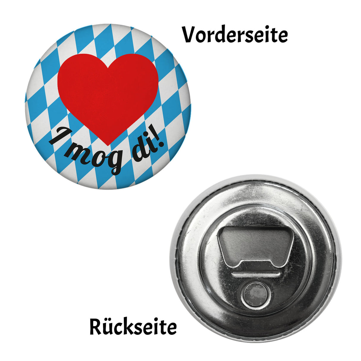 I mog di Magnet rund mit bayerischer Flagge und Herz