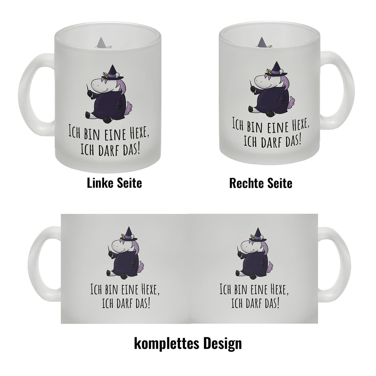 Einhorn-Hexe Kaffeebecher mit Spruch Ich bin eine Hexe ich darf das