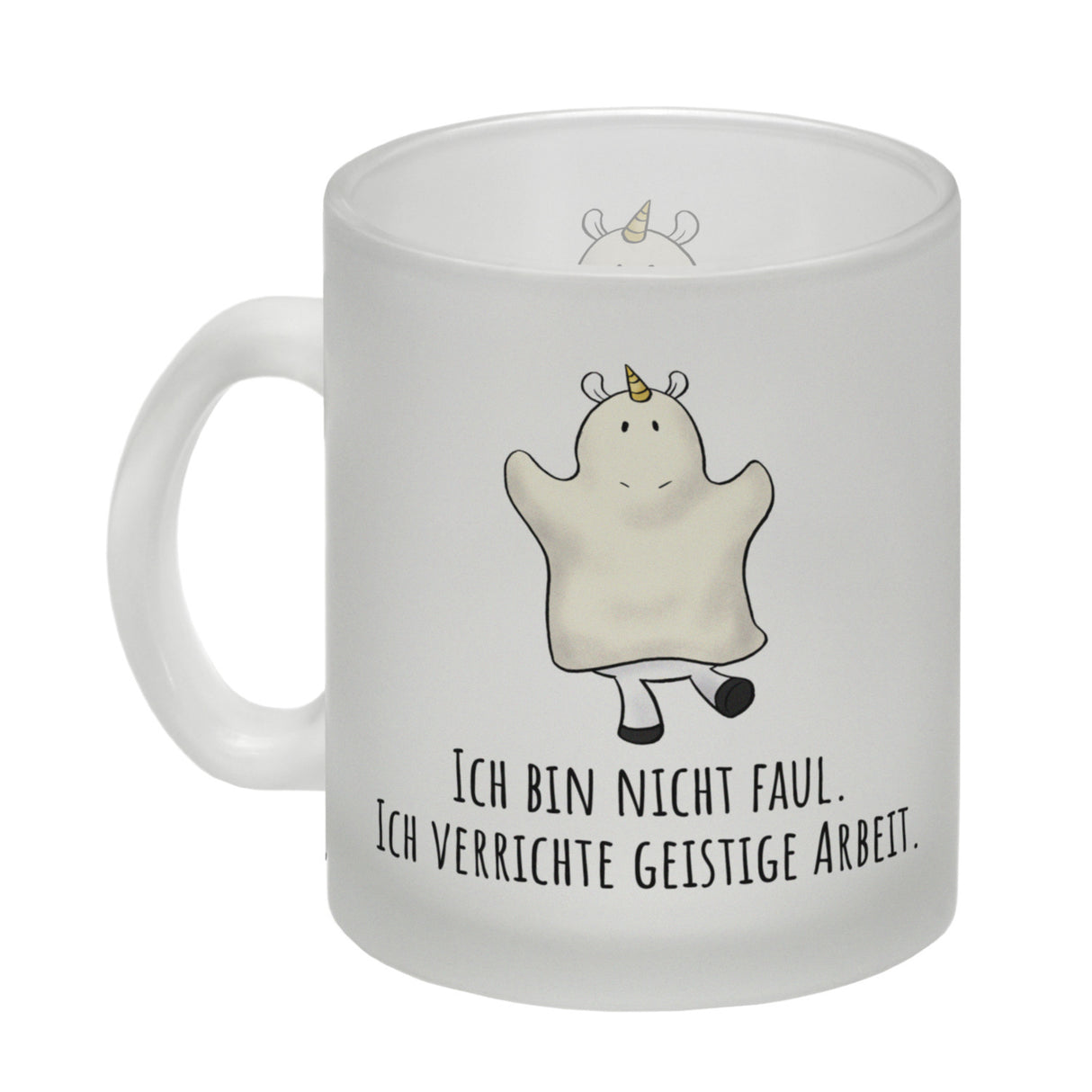 Einhorn-Geist Kaffeebecher mit Spruch Ich bin nicht faul Ich verrichte geistige Arbeit