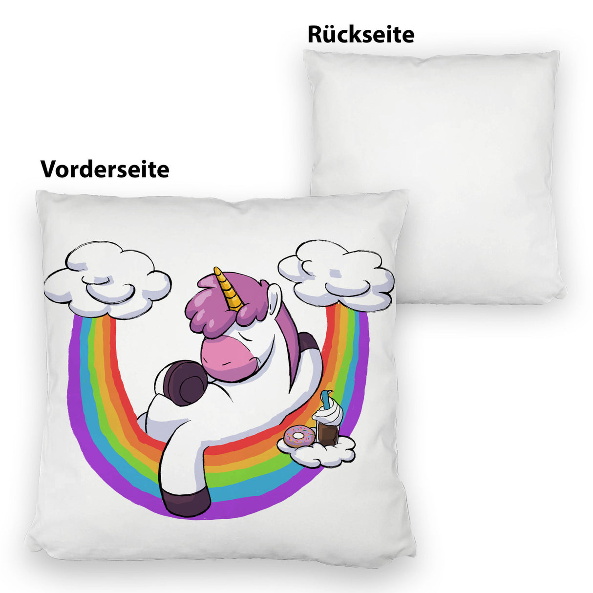 Schlafendes Einhorn Kissen mit Regenbogen
