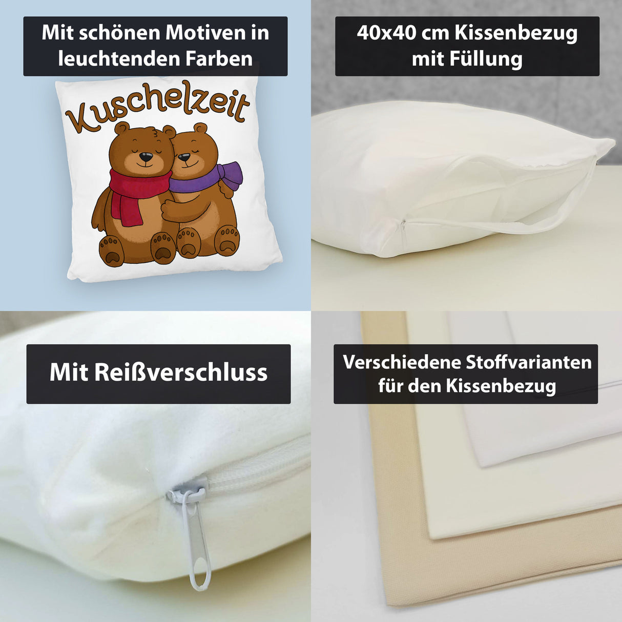 Kuschelzeit Kissen mit niedlichem Bärenpärchen