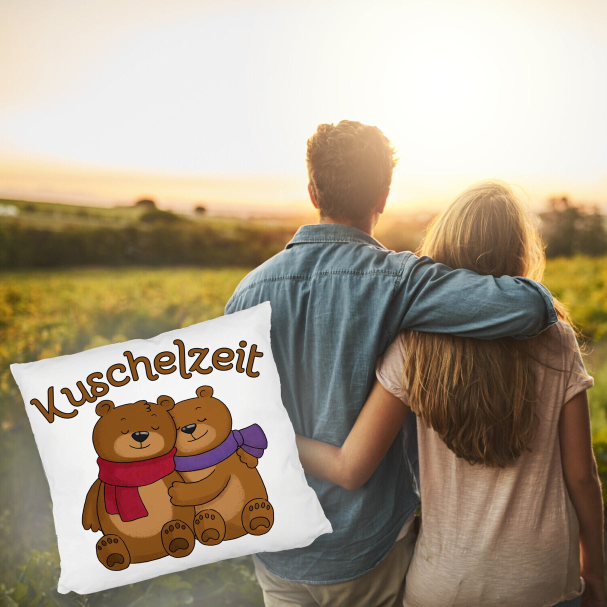 Kuschelzeit Kissen mit niedlichem Bärenpärchen