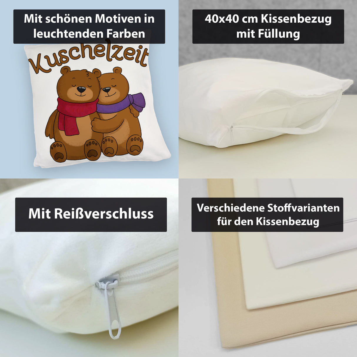 Kuschelzeit Kissen mit niedlichem Bärenpärchen