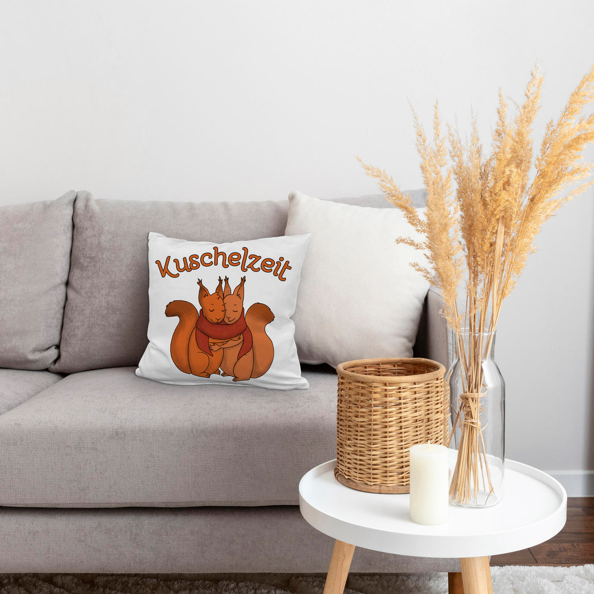 Kuschelzeit Kissen mit niedlichem Eichhörnchenpärchen