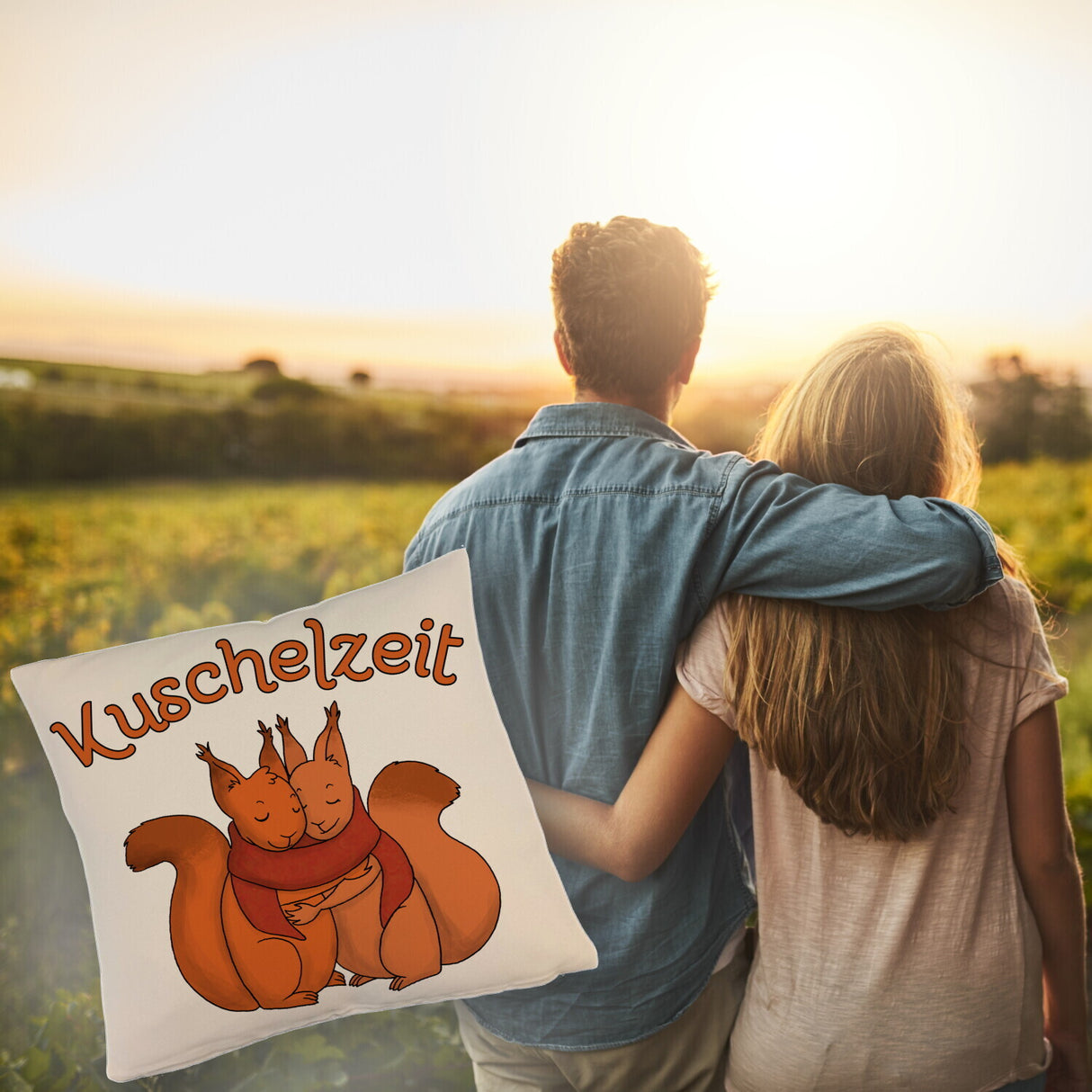 Kuschelzeit Kissen mit niedlichem Eichhörnchenpärchen