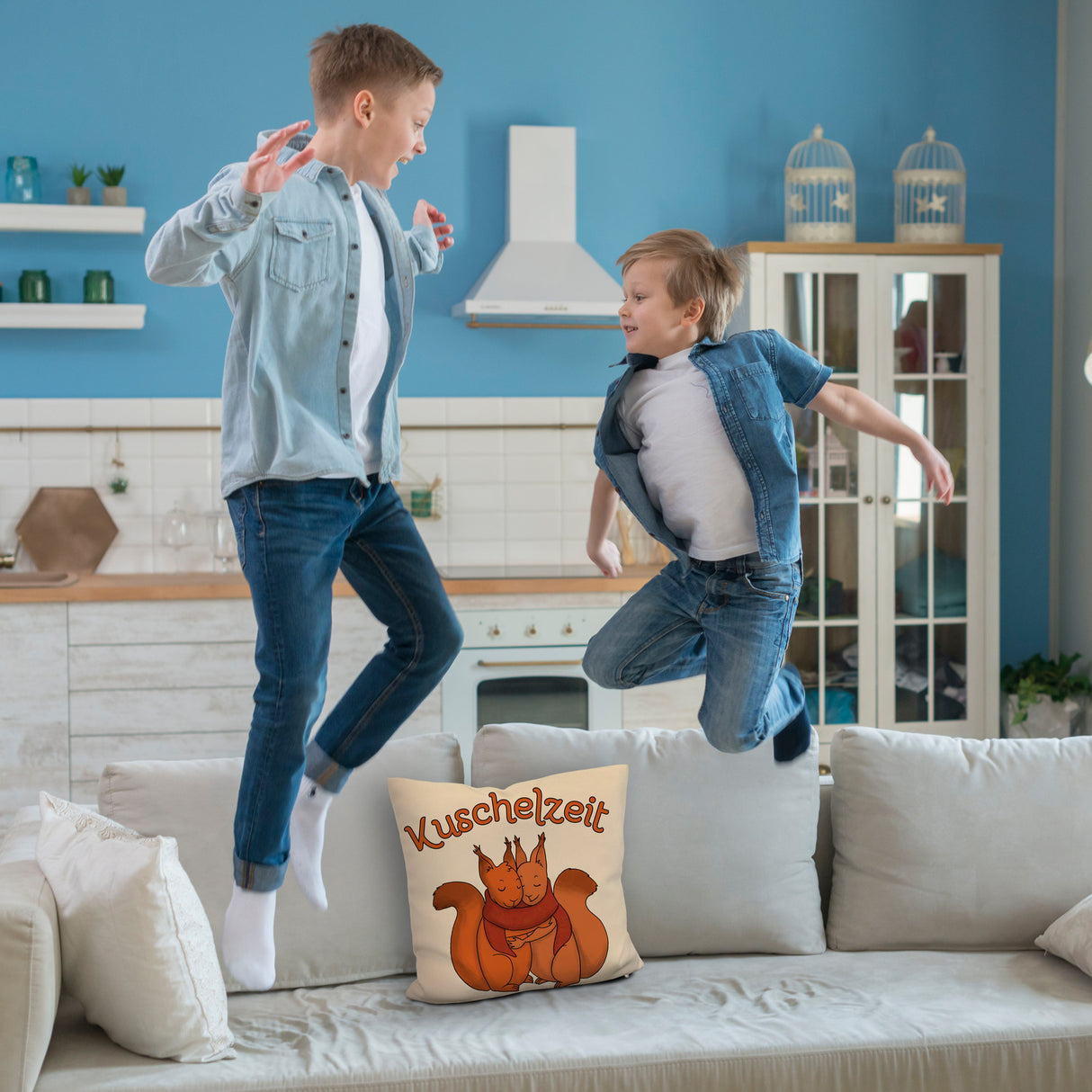 Kuschelzeit Kissen mit niedlichem Eichhörnchenpärchen