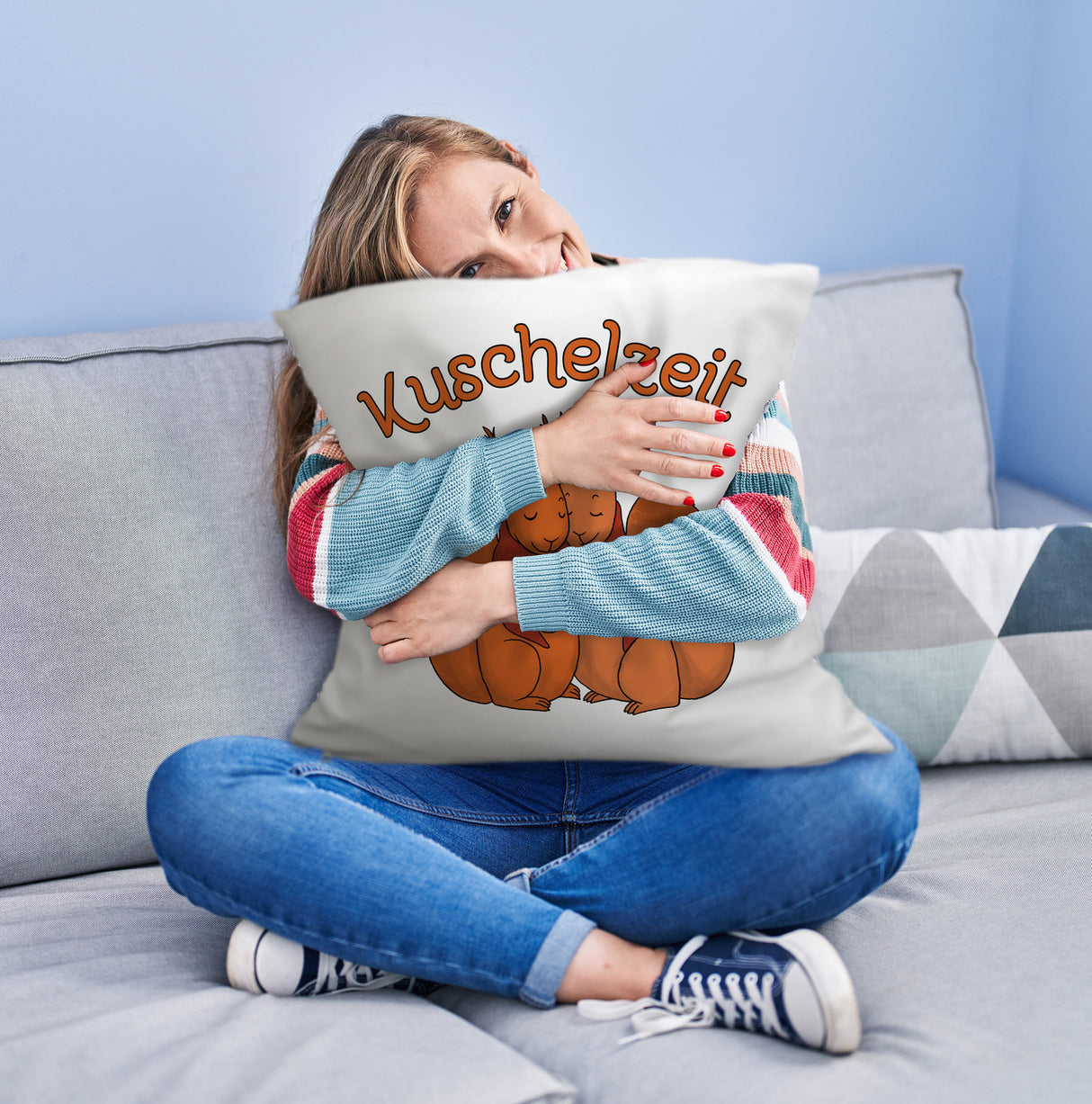 Kuschelzeit Kissen mit niedlichem Eichhörnchenpärchen