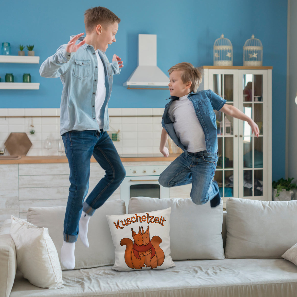 Kuschelzeit Kissen mit niedlichem Eichhörnchenpärchen