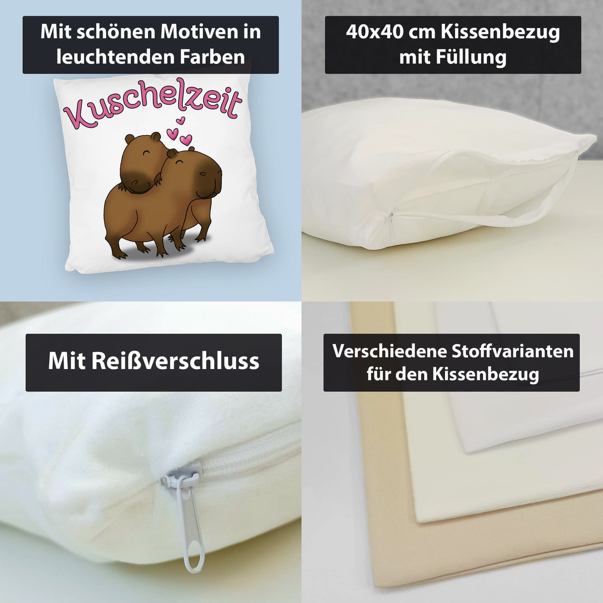 Kuschelzeit Kissen mit niedlichem Capybarapärchen