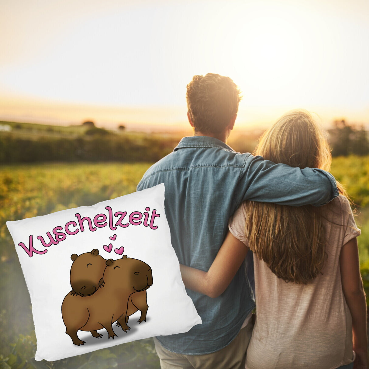 Kuschelzeit Kissen mit niedlichem Capybarapärchen