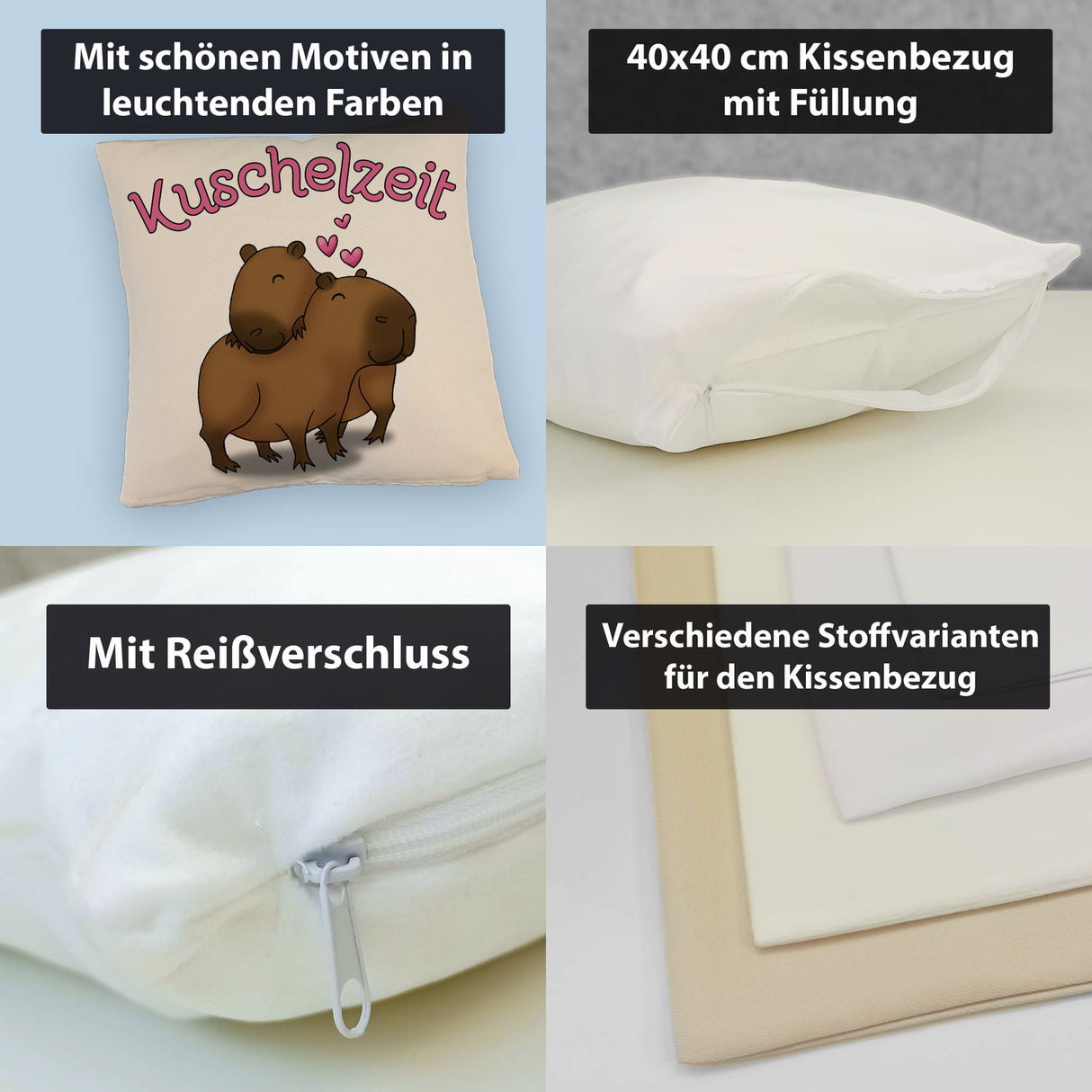 Kuschelzeit Kissen mit niedlichem Capybarapärchen