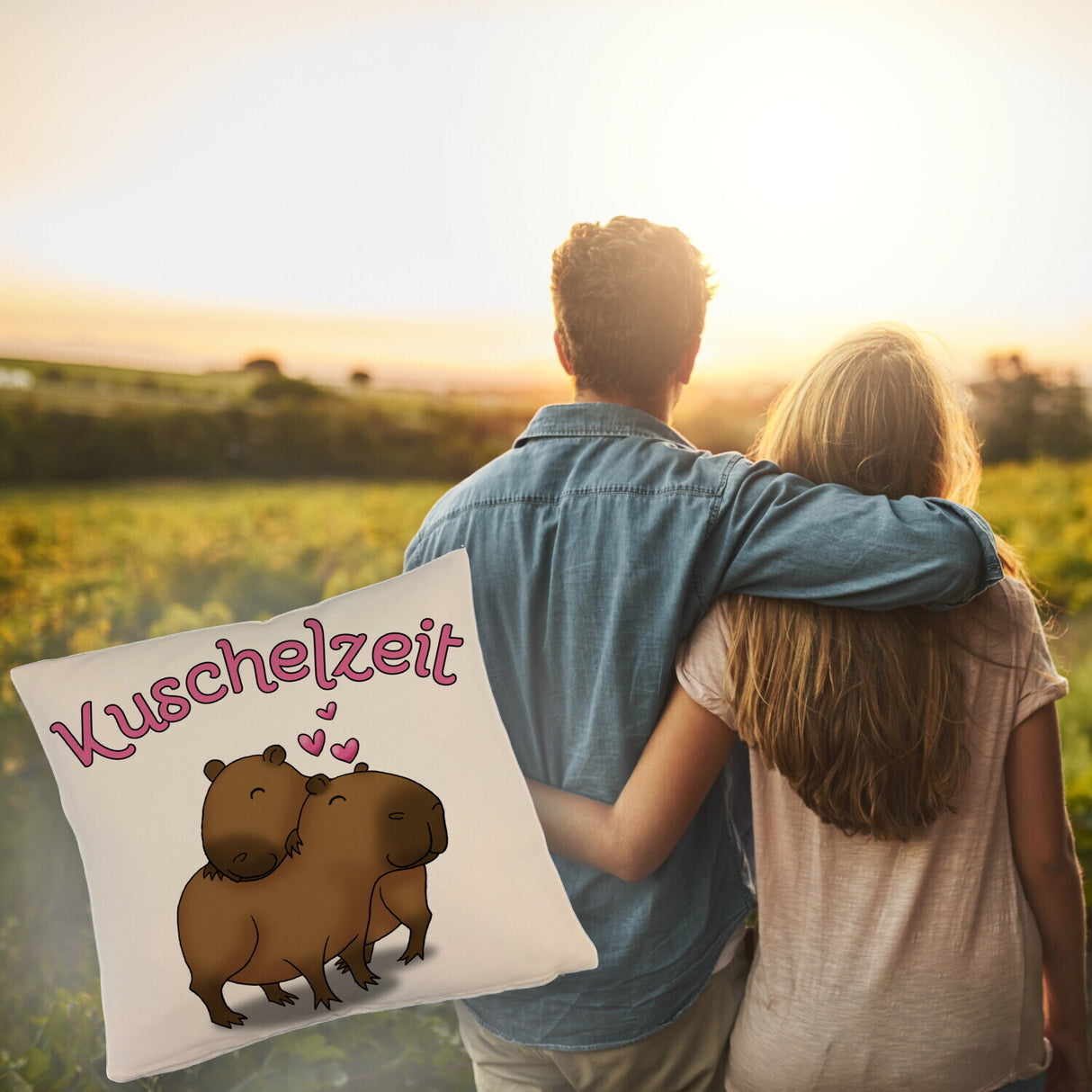 Kuschelzeit Kissen mit niedlichem Capybarapärchen