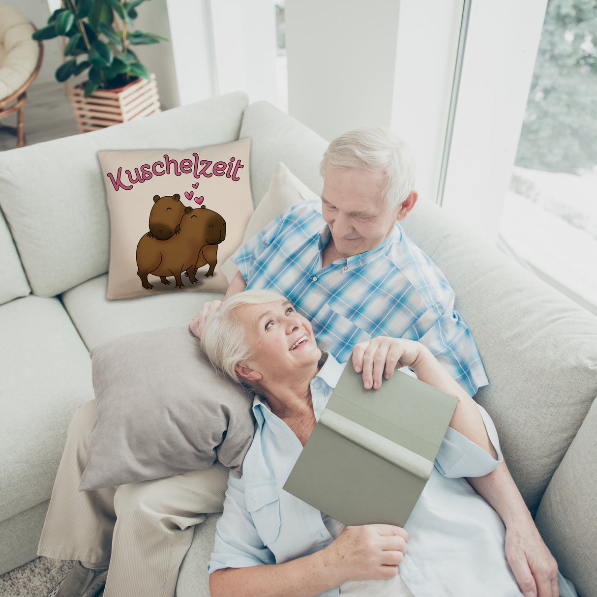 Kuschelzeit Kissen mit niedlichem Capybarapärchen