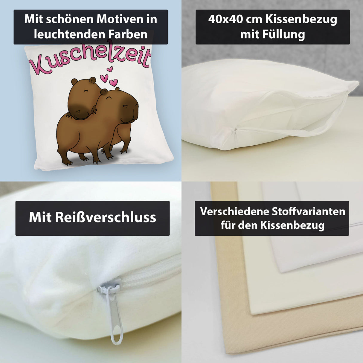 Kuschelzeit Kissen mit niedlichem Capybarapärchen