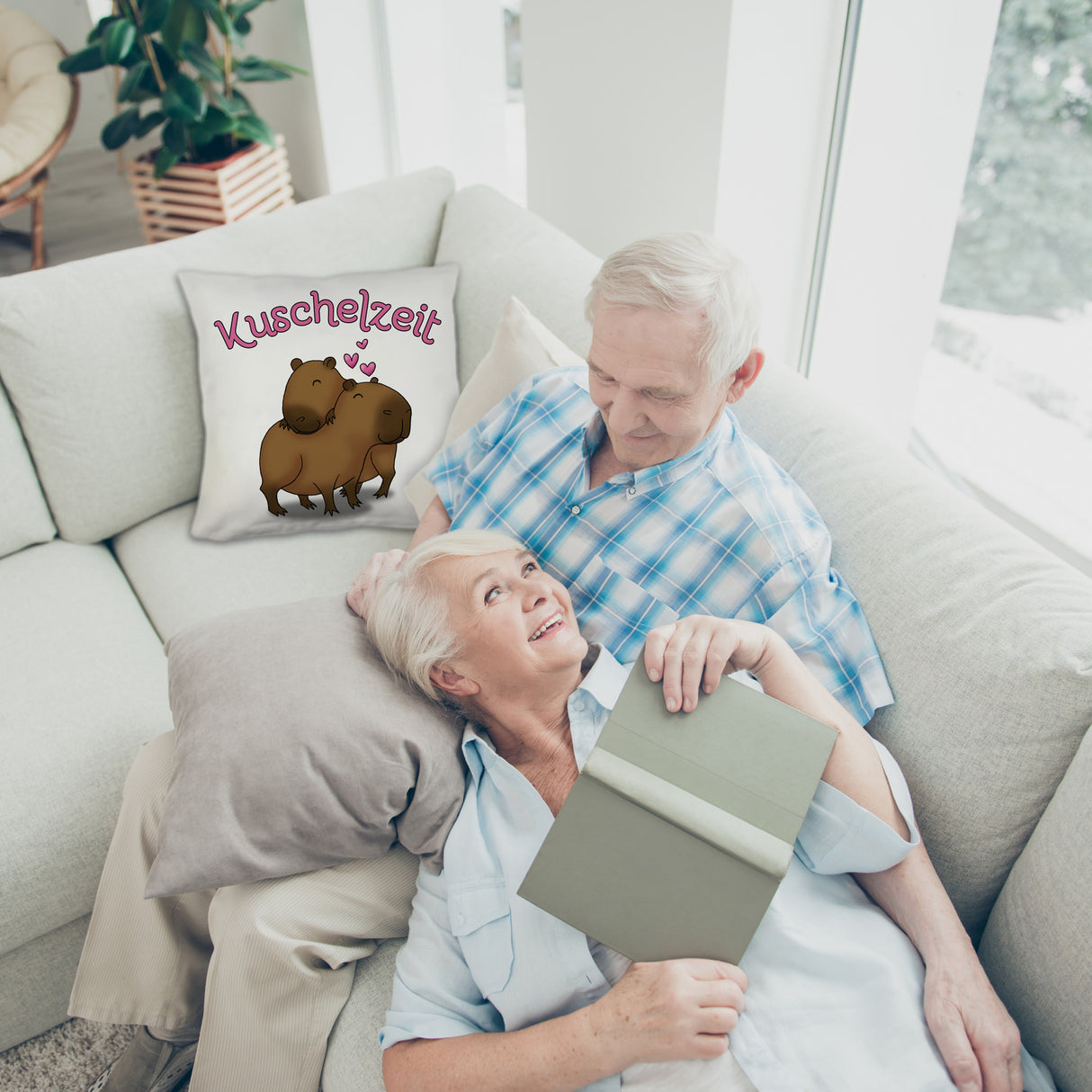 Kuschelzeit Kissen mit niedlichem Capybarapärchen