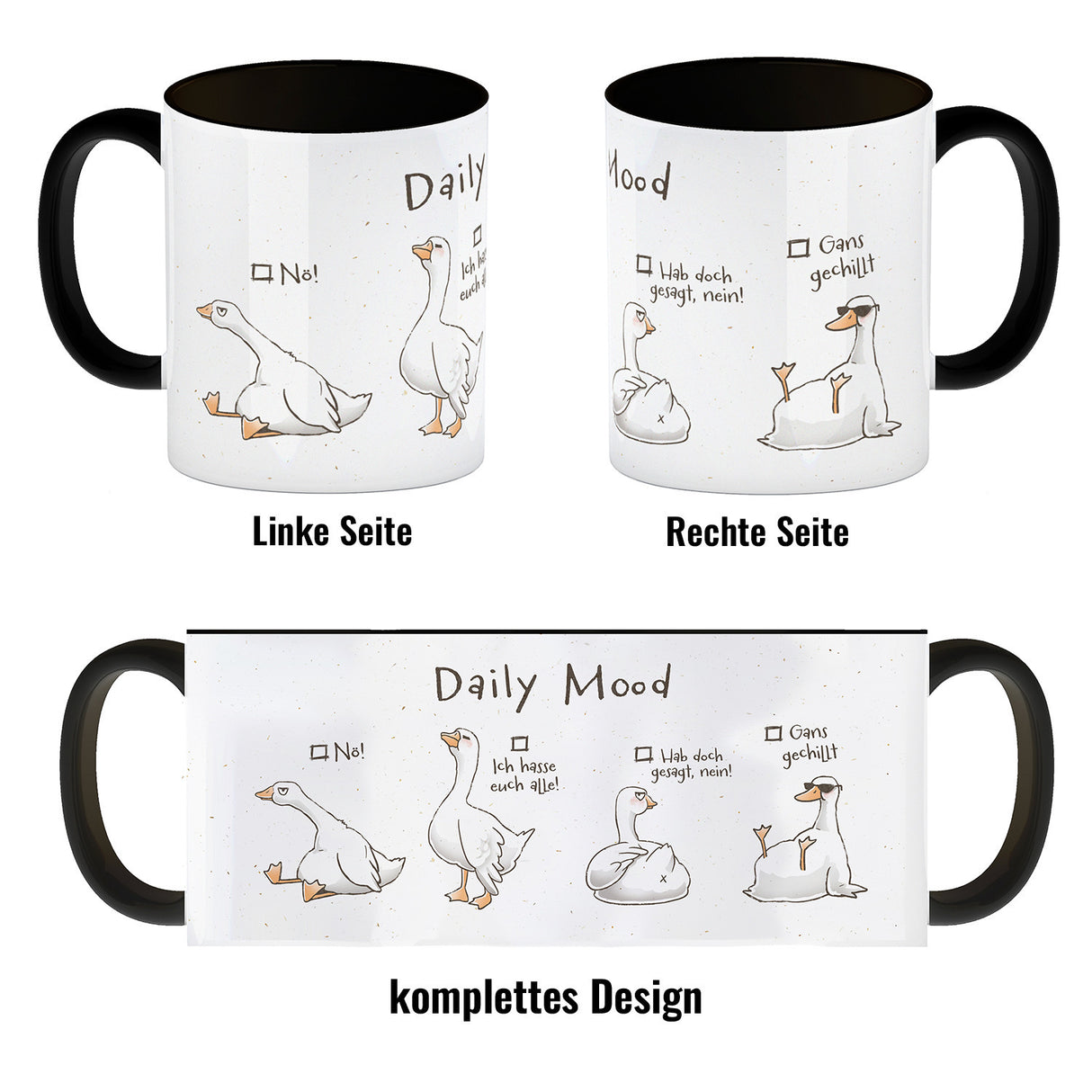 Gilbert die Gans Kaffeebecher mit Spruch Daily Mood