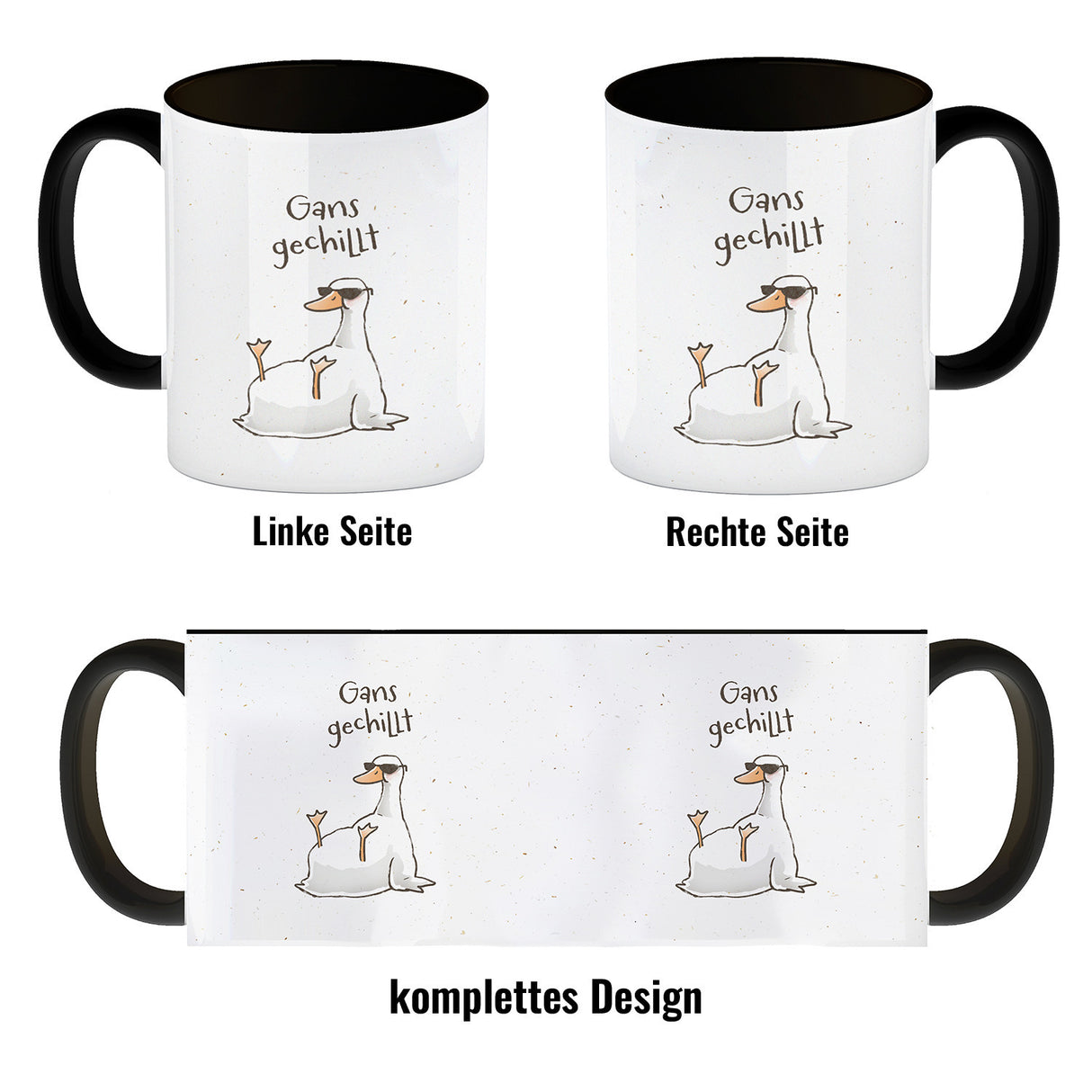 Gilbert die Gans Kaffeebecher mit Spruch Gans gechillt