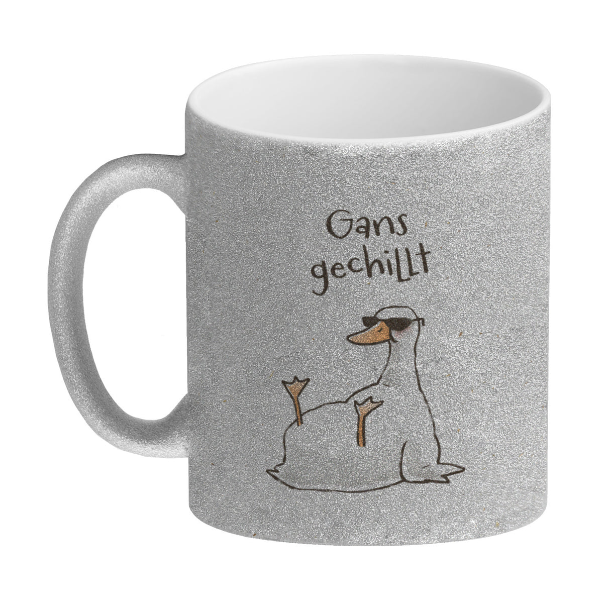 Gilbert die Gans Kaffeebecher mit Spruch Gans gechillt