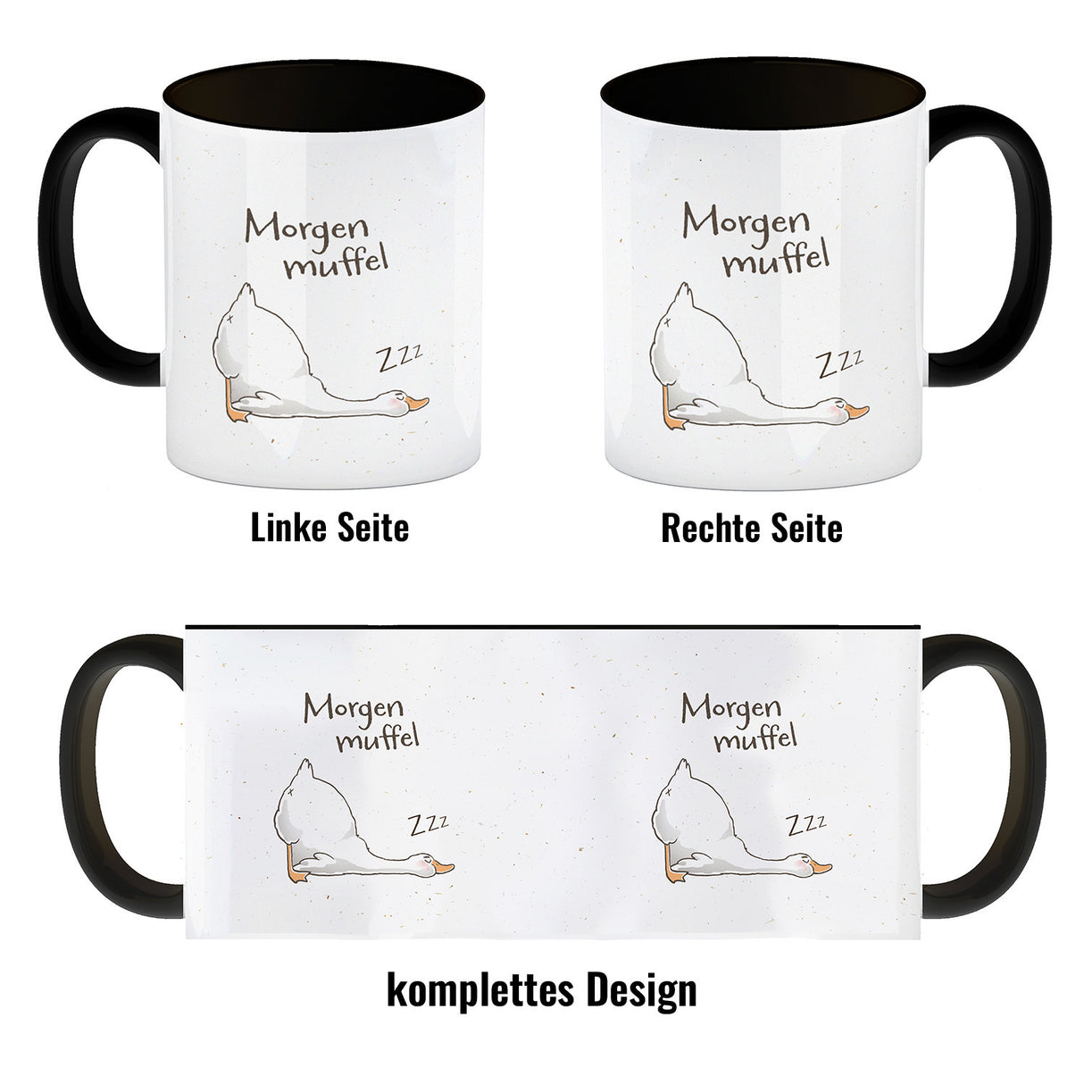 Gilbert die Gans Kaffeebecher mit Spruch Morgenmuffel