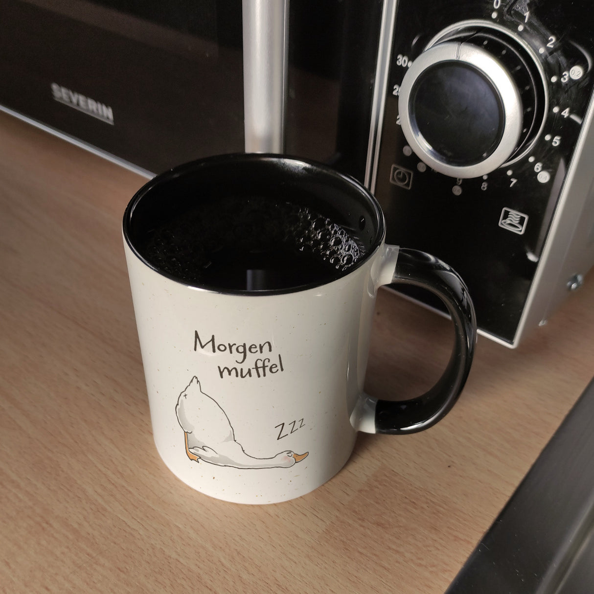 Gilbert die Gans Kaffeebecher mit Spruch Morgenmuffel