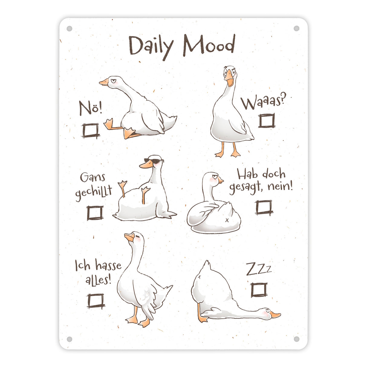 Gilbert die Gans Metallschild in 15x20 cm mit Spruch Daily Mood