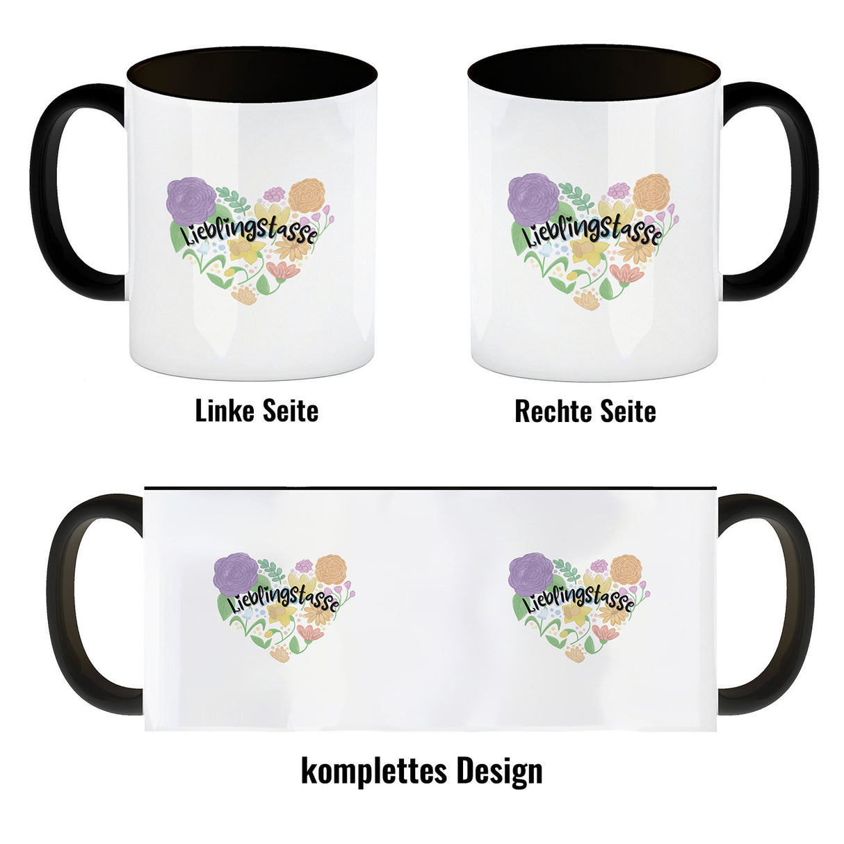 Lieblingstasse Kaffeebecher mit Blumen in Herzform