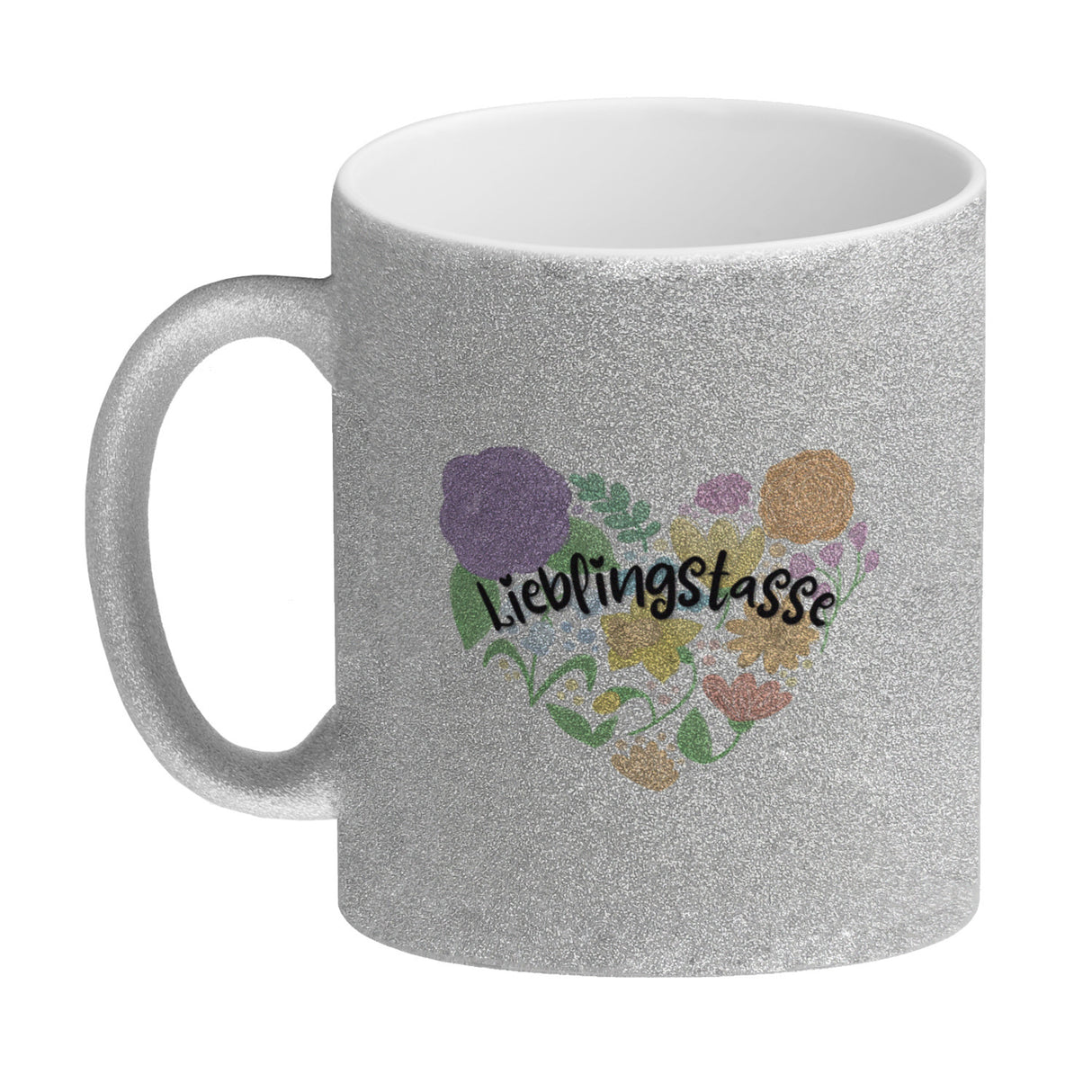 Lieblingstasse Kaffeebecher mit Blumen in Herzform