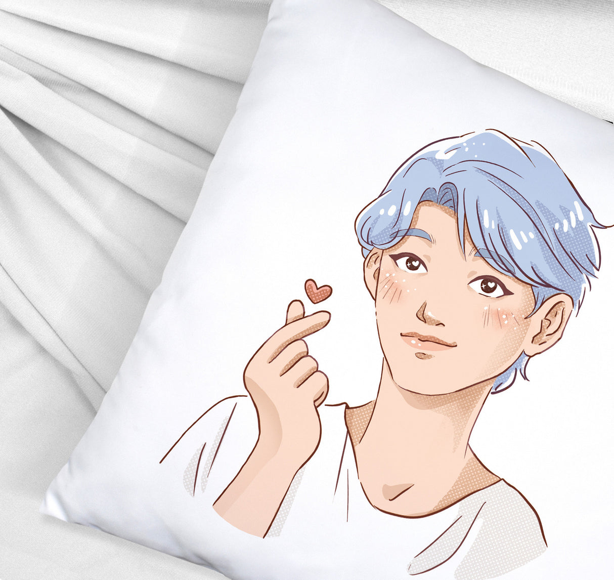 K-Pop Kissen mit Manga Charakter in Farbe