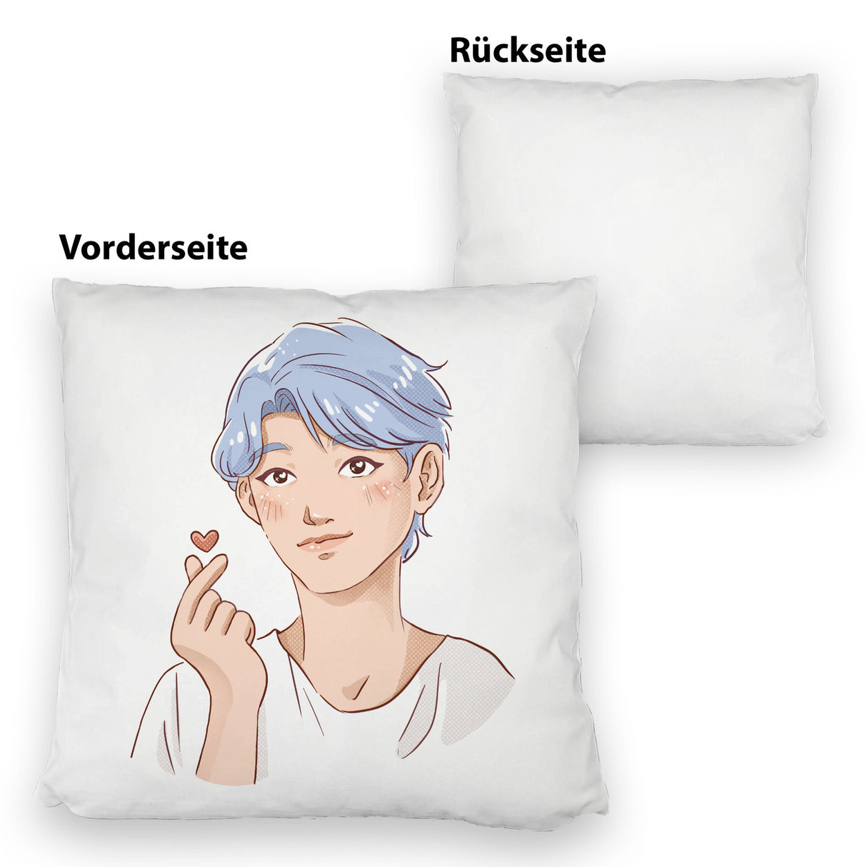 K-Pop Kissen mit Manga Charakter in Farbe