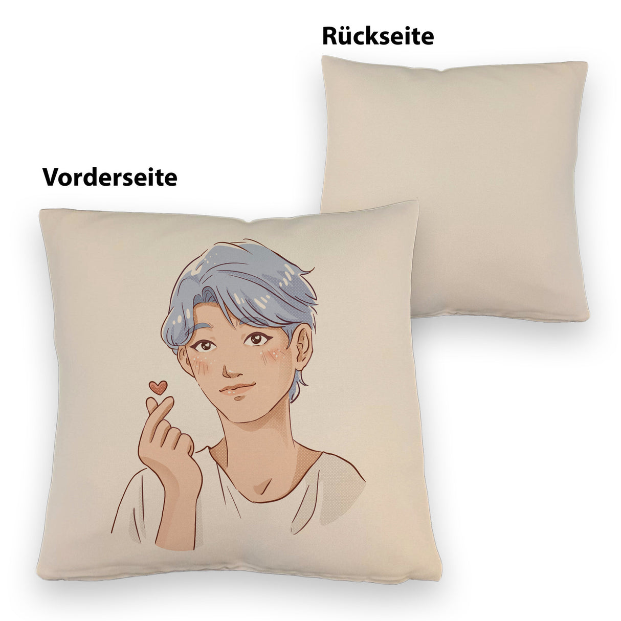 K-Pop Kissen mit Manga Charakter in Farbe
