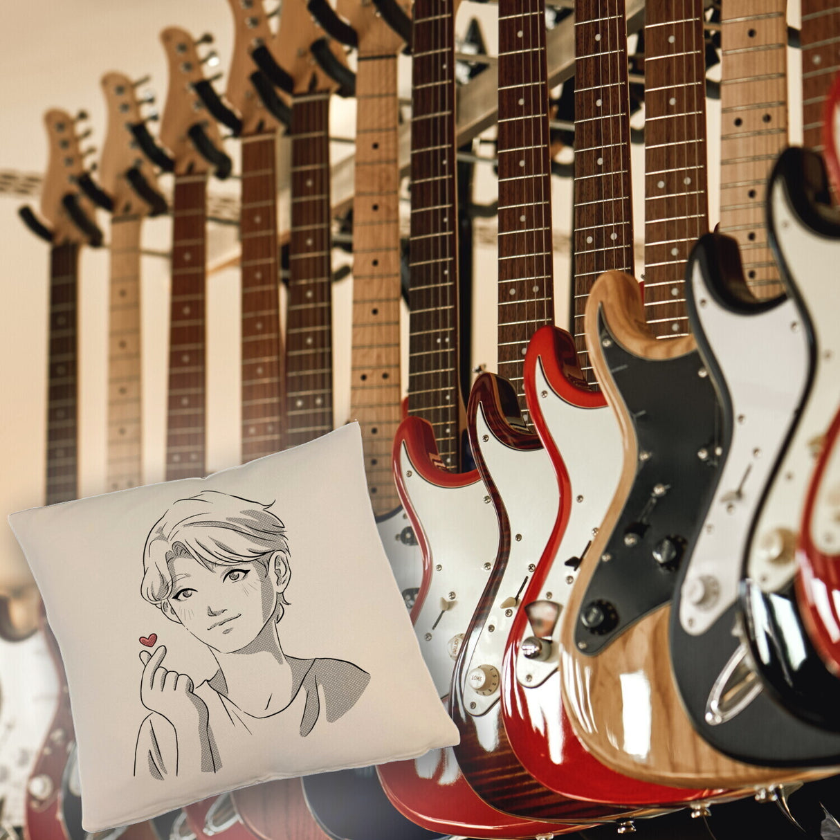 K-Pop Kissen mit Manga Charakter in Farbe