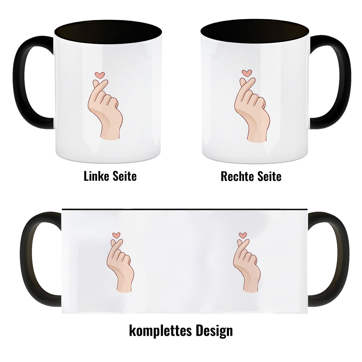 K-Pop Kaffeebecher in Farbe mit Herzsymbol