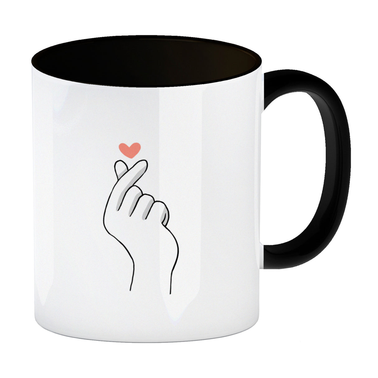 K-Pop Kaffeebecher in Farbe mit Herzsymbol