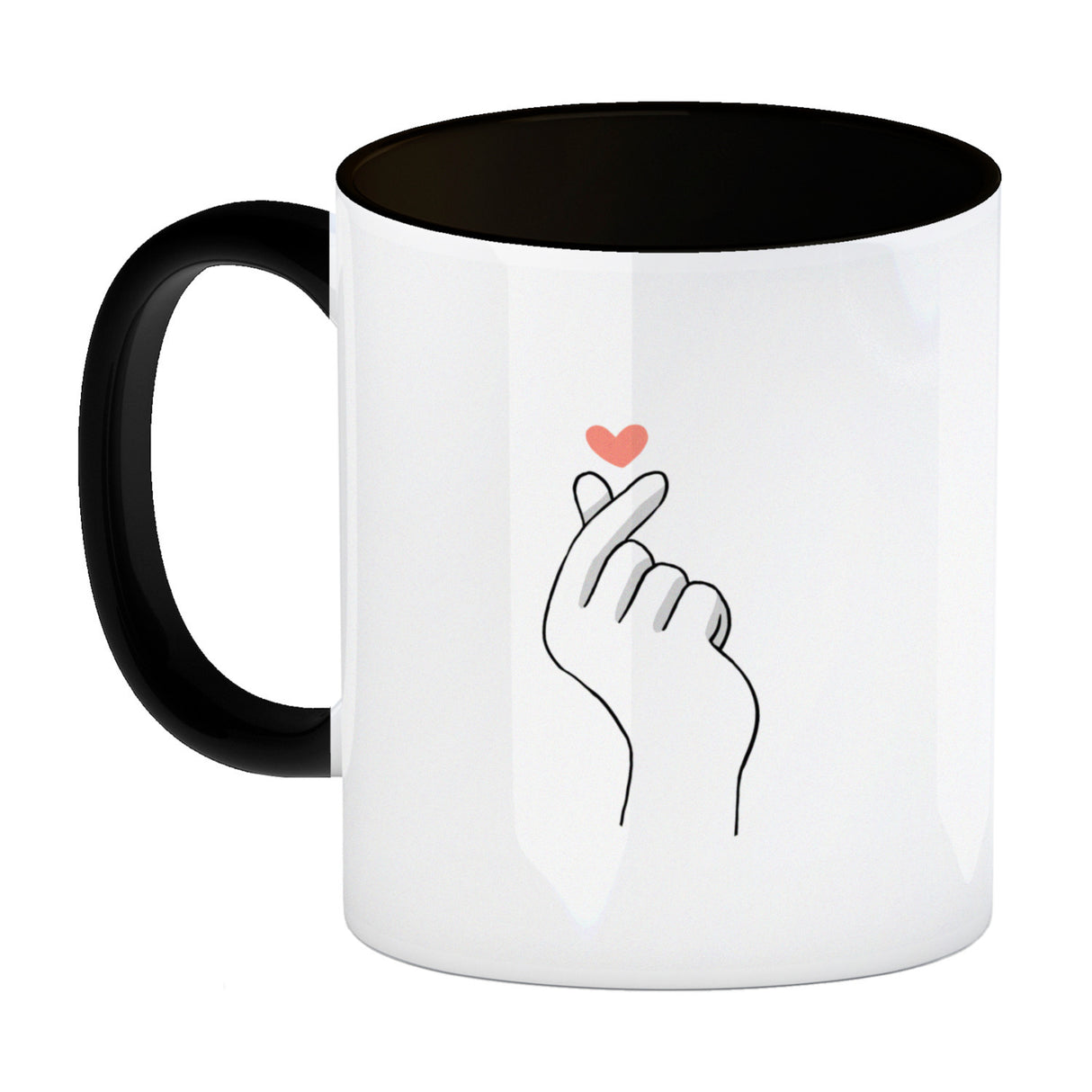 K-Pop Kaffeebecher in Farbe mit Herzsymbol