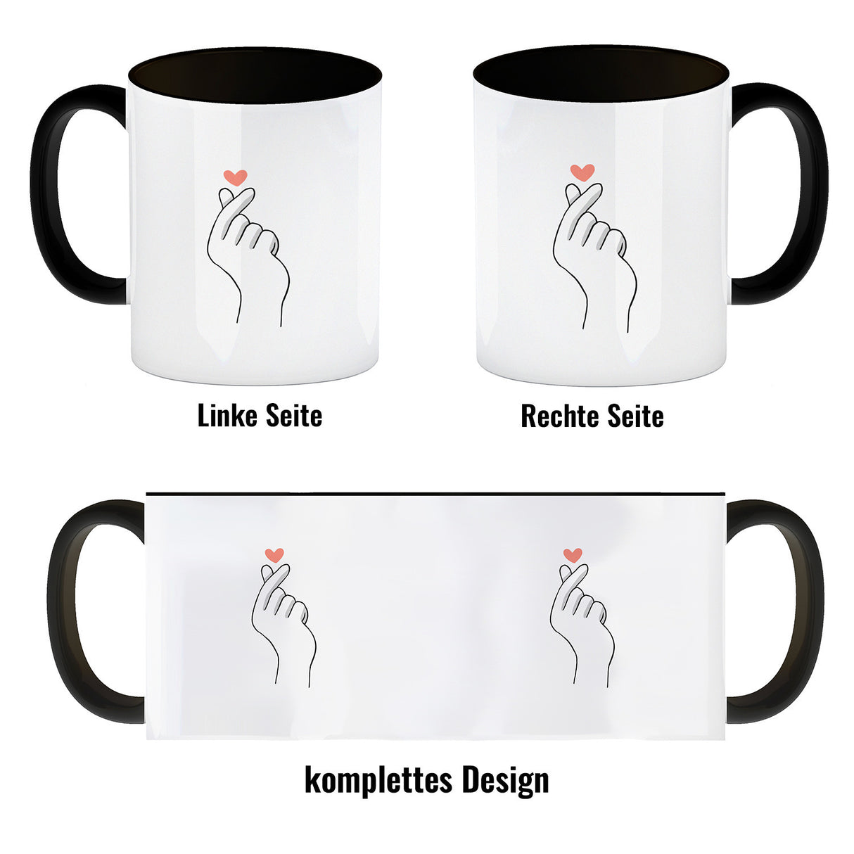 K-Pop Kaffeebecher in Farbe mit Herzsymbol