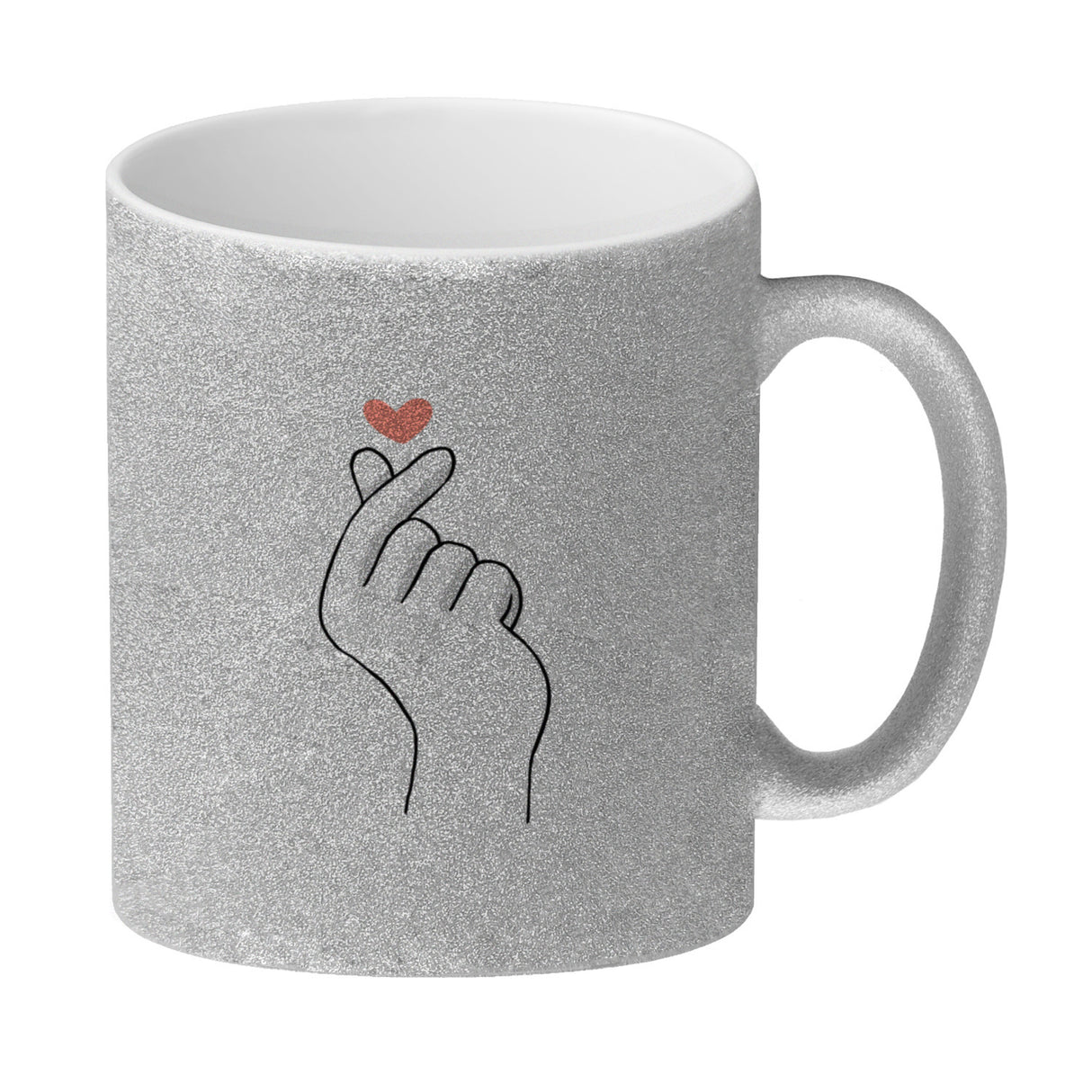 K-Pop Kaffeebecher in Farbe mit Herzsymbol