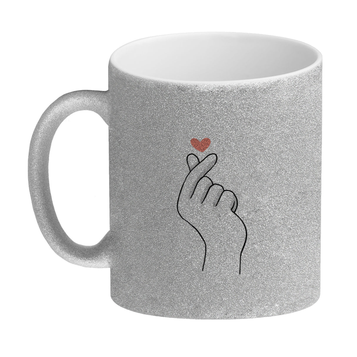 K-Pop Kaffeebecher in Farbe mit Herzsymbol