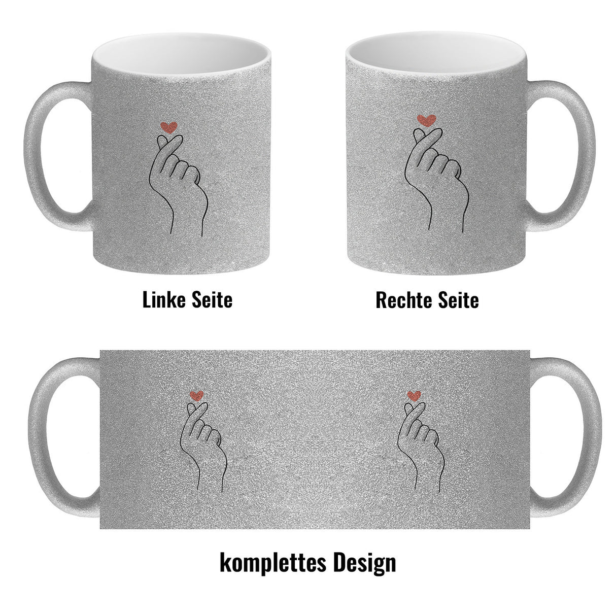K-Pop Kaffeebecher in Farbe mit Herzsymbol