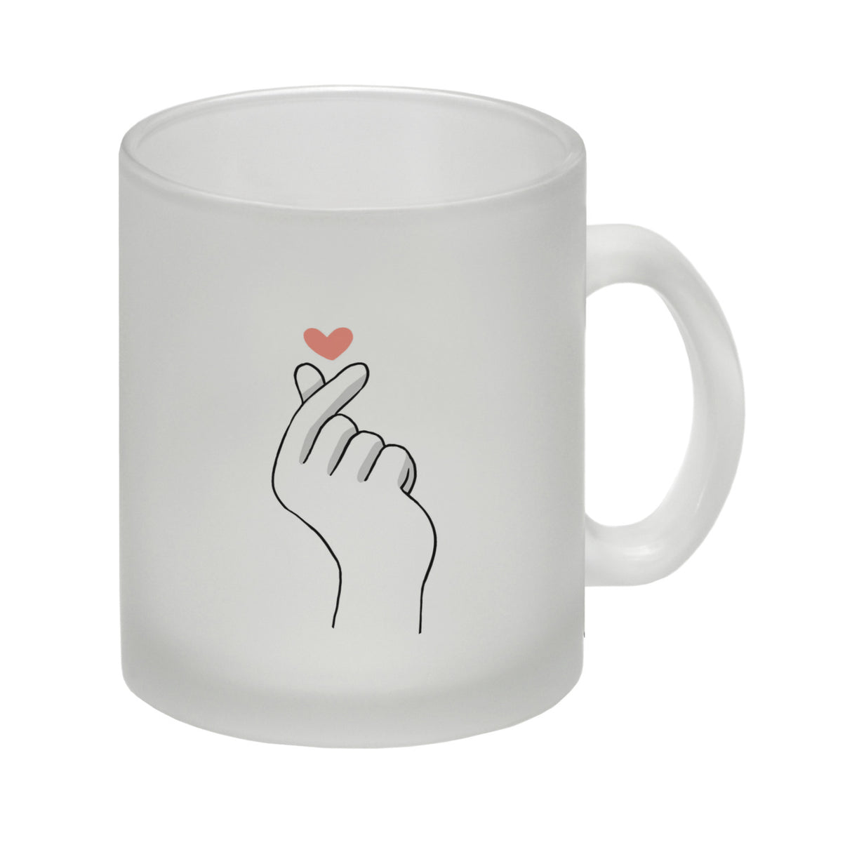 K-Pop Kaffeebecher in Farbe mit Herzsymbol
