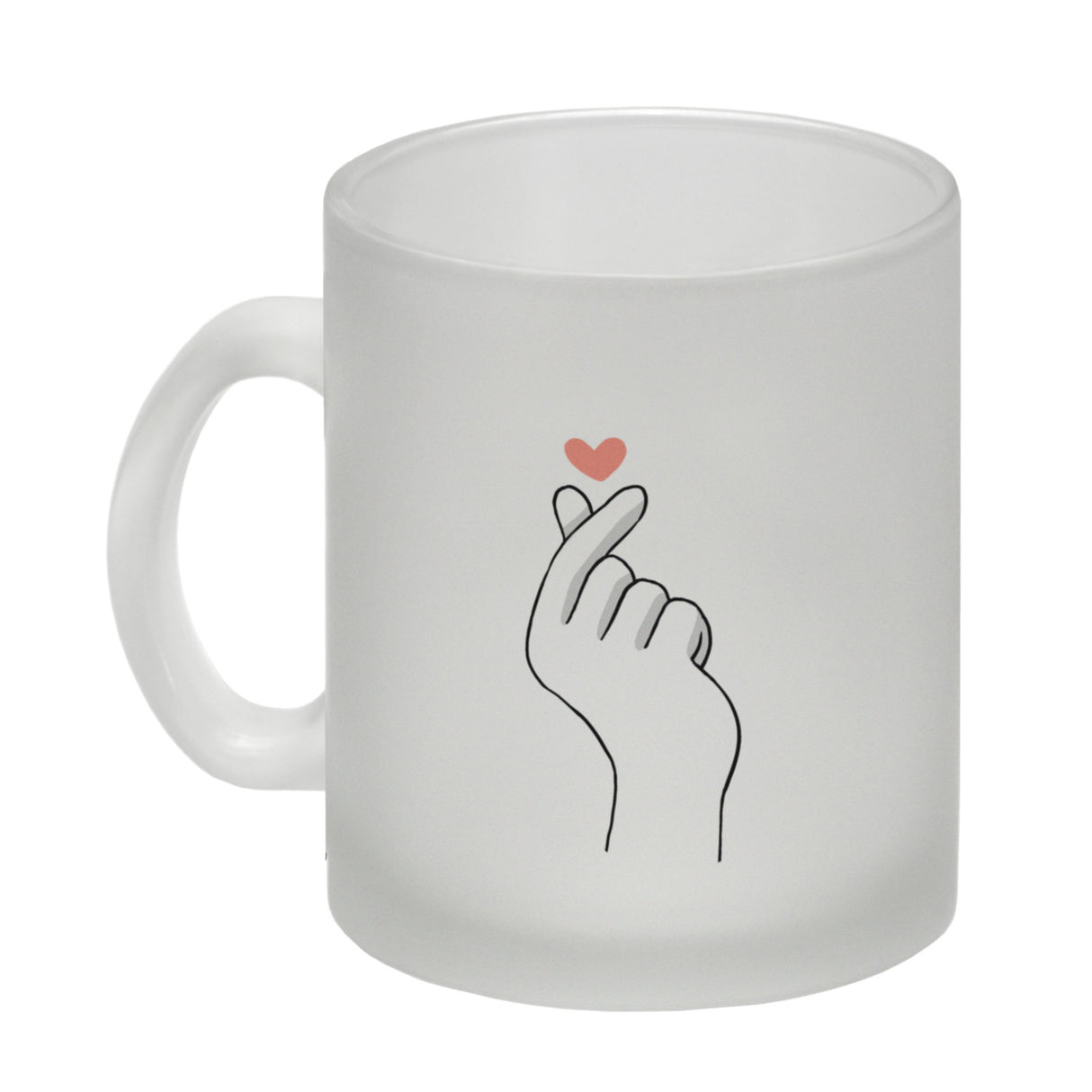 K-Pop Kaffeebecher in Farbe mit Herzsymbol